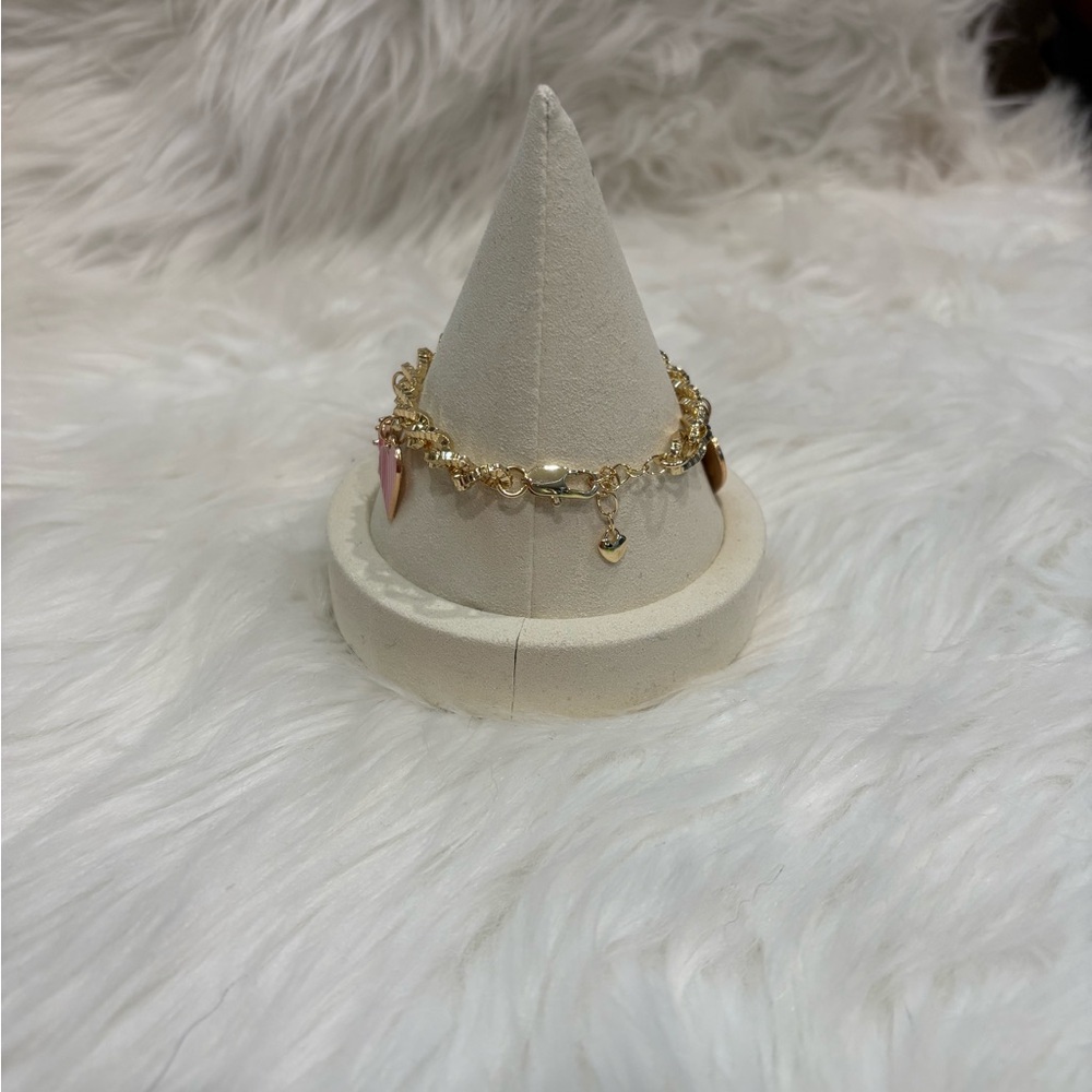 Gucci Stamped Zipper Pull Gold & Pink Charm Bracelet - Picture 4 of 4